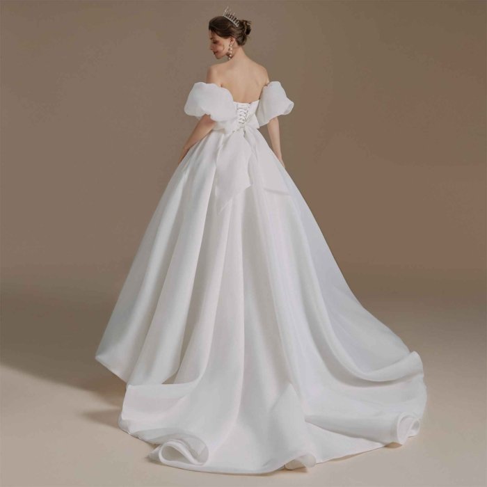 2022 Wedding Dress For Bride Elegant Custom Dress V Neck Sweep Train Open Back Bridal vestido de novia Robe Marriage - Image 5