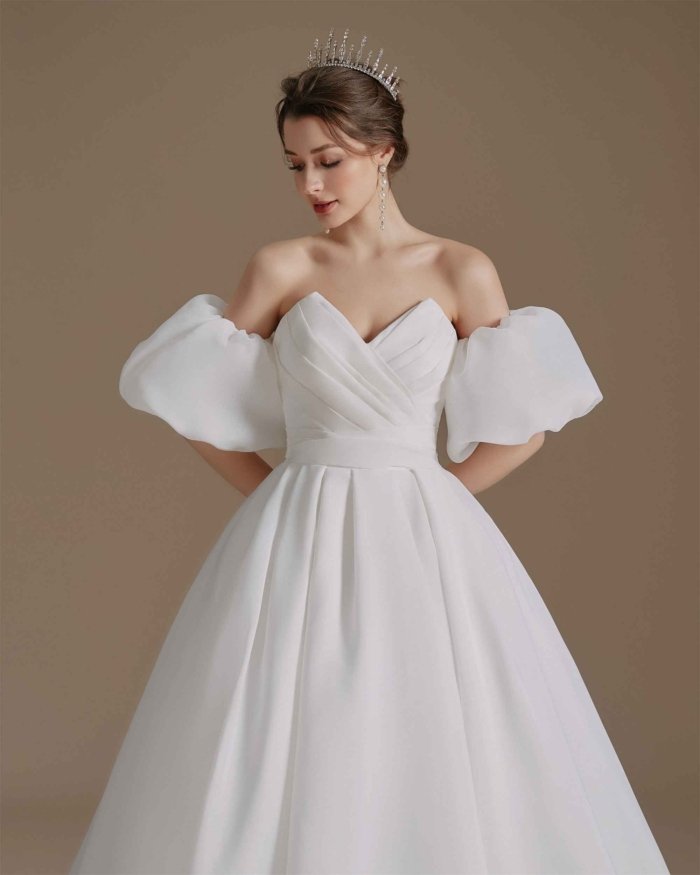 2022 Wedding Dress For Bride Elegant Custom Dress V Neck Sweep Train Open Back Bridal vestido de novia Robe Marriage - Image 2