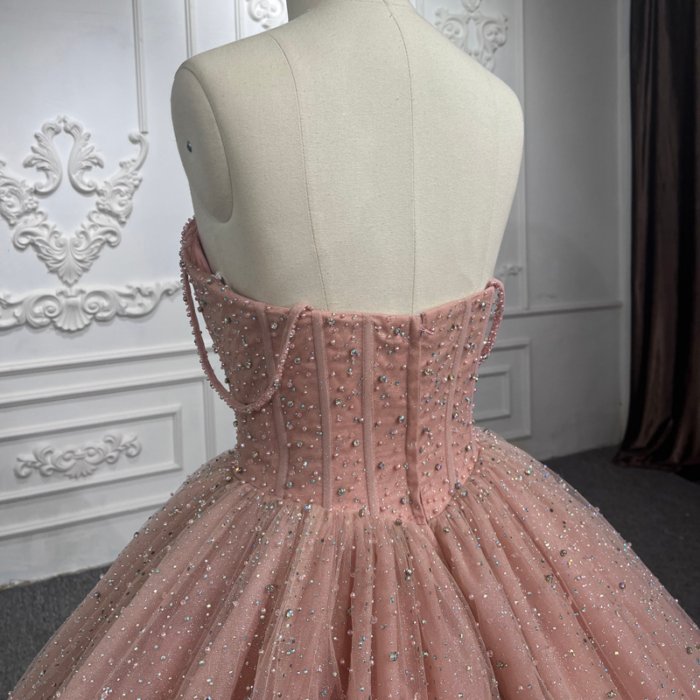 Quinceanera Dresses Ball Gown Flower Vestidos De 15 Años Pink Sequined Crystal Ribbons 9764 Evening Party Dress - Image 4