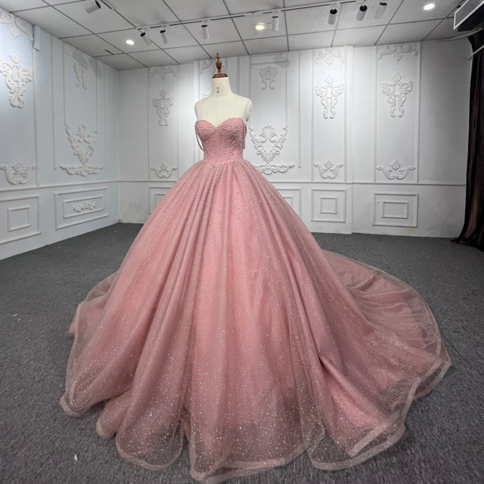 Quinceanera Dresses Ball Gown Flower Vestidos De 15 Años Pink Sequined Crystal Ribbons 9764 Evening Party Dress - Image 5