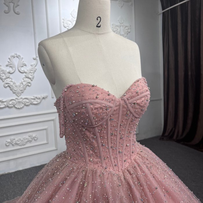 Quinceanera Dresses Ball Gown Flower Vestidos De 15 Años Pink Sequined Crystal Ribbons 9764 Evening Party Dress - Image 3