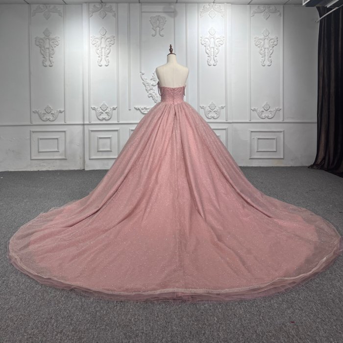 Quinceanera Dresses Ball Gown Flower Vestidos De 15 Años Pink Sequined Crystal Ribbons 9764 Evening Party Dress - Image 2