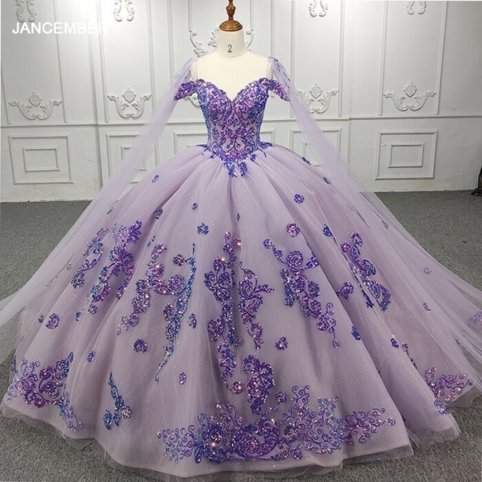 Quinceanera Dresses Ball Gown Flower Vestidos De 15 Años Purple ...