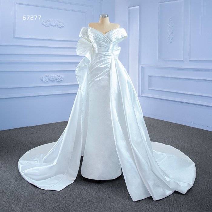 Simple Fashion Cross-shaped Wedding Dress 2023 New Pleated Fishtail Detachable Fishtail Dress платье свадебное 67277