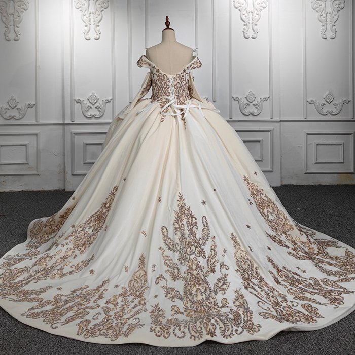 JANCEMBER Elegant Quinceanera Dresses Organza Ball Gown Beige Sweetheart Vestido 15 Evening Gown 9867 - Image 2