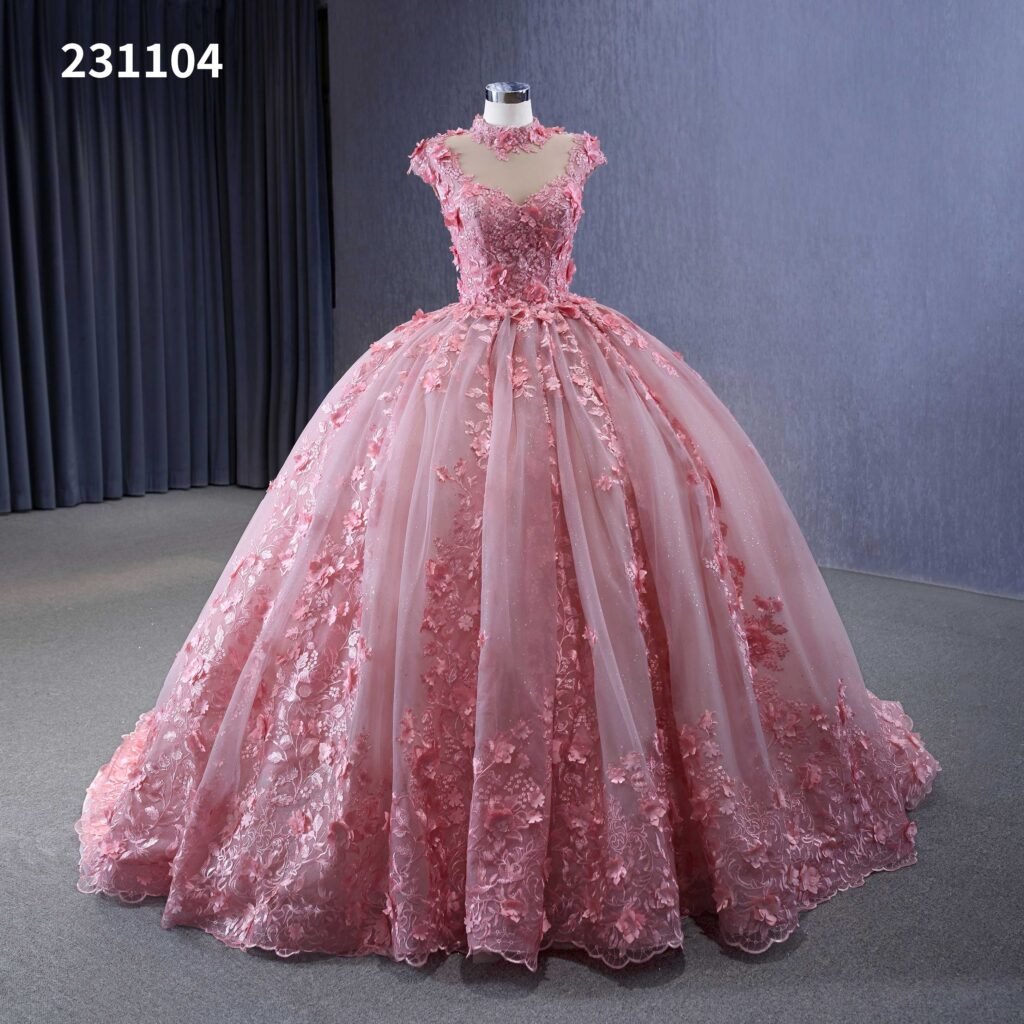 Classic Quinceanera Dresses Organza Ball Gown Sequined Pink Sweetheart ...