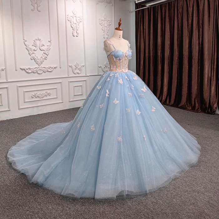 Romantic Exquisite Quinceanera Dresses For Women Organza Ball Gown Spaghetti Straps Sleeveless DY5690 Beading Bow 3D Flower - Image 5