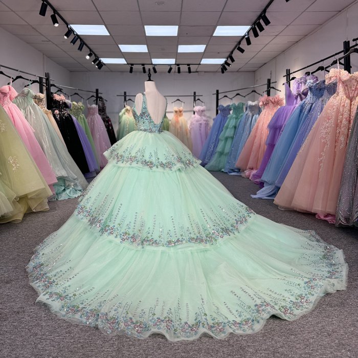 Green 2025 Quinceanera Dress Sweet 15 Evening Dress Crystal Sleeveless Ball Gown Beading Vestidos De Xv Años 1215 - Image 6