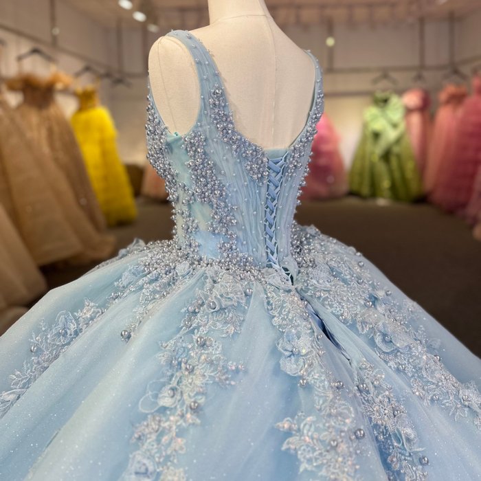 Real Picture Blue Quinceanera Dresses Appliques Beaded Tiered Sweet 16 Princess Prom Party Dress Vestido 15 14 Anos 1273A - Image 4