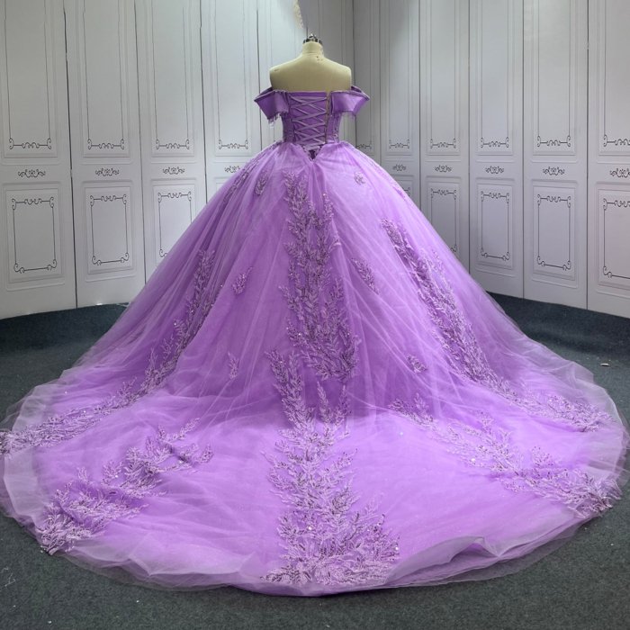 Lilac Quinceanera Dress Sweet 15 Evening Dress Crystal Sleeveless Ball Gown Beading Vestido De Quinceanera C15 - Image 2