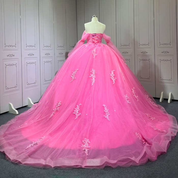 Barbie Pink Quinceanera Dress Sweet 15 Evening Dress Crystal Sleeveless Ball Gown Beading Vestido De Quinceanera C17 - Image 2