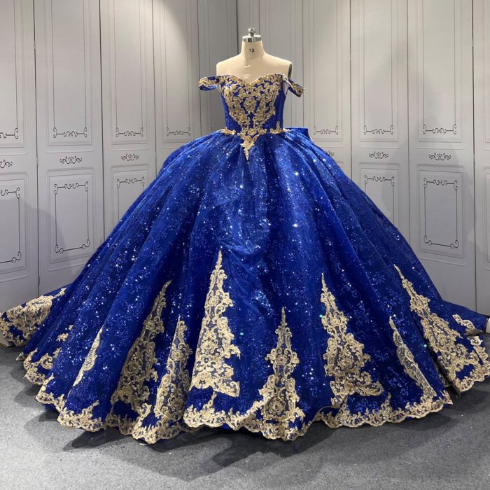 Blue Quinceanera Dress Sweet 15 Evening Dress Crystal Sleeveless Ball Gown Beading Vestido De Quinceanera C23