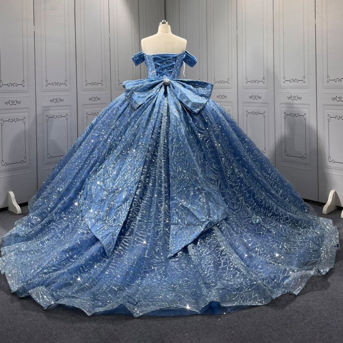 Blue Quinceanera Dress Sweet 15 Evening Dress Crystal Sleeveless Ball Gown Beading Vestido De Quinceanera C24 Kids dress and a bear dress(Customer Link) - Image 2