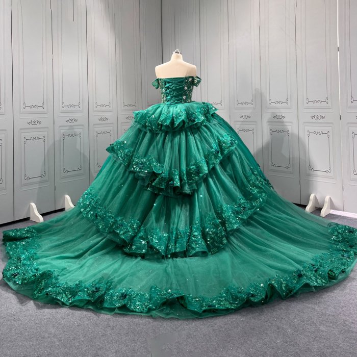 Green Quinceanera Dress Sweet 15 Evening Dress Crystal Sleeveless Ball Gown Beading Vestido De Quinceanera C26 - Image 2