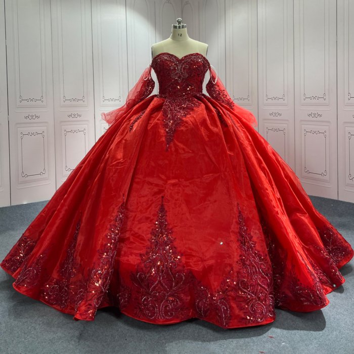 Red Quinceanera Dress Sweet 15 Evening Dress Crystal Sleeveless Ball Gown Beading Vestido De Quinceanera C20