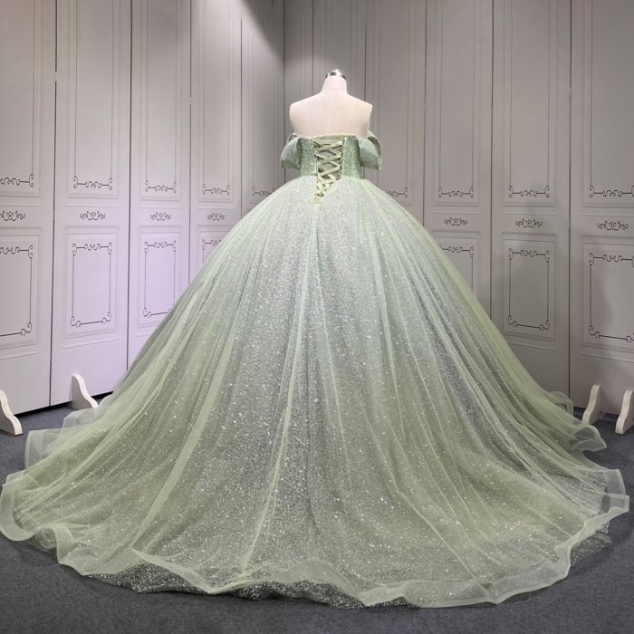 Sage Quinceanera Dress Sweet 15 Evening Dress Crystal Sleeveless Ball Gown Beading Vestido De Quinceanera C27 - Image 2