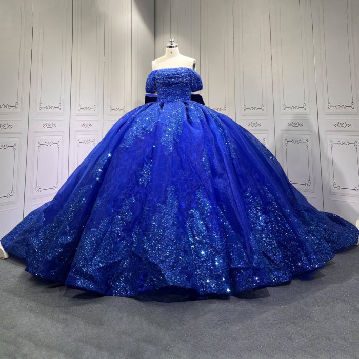 Blue Quinceanera Dress Sweet 15 Evening Dress Crystal Sleeveless Ball Gown Beading Vestido De Quinceanera C28