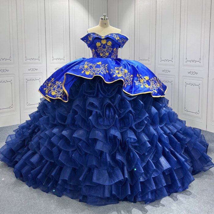 Blue Quinceanera Dress Sweet 15 Evening Dress Crystal Sleeveless Ball Gown Beading Vestido De Quinceanera C37