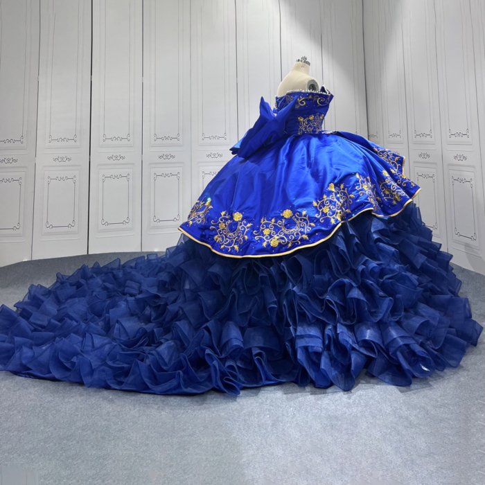 Blue Quinceanera Dress Sweet 15 Evening Dress Crystal Sleeveless Ball Gown Beading Vestido De Quinceanera C37 - Image 2