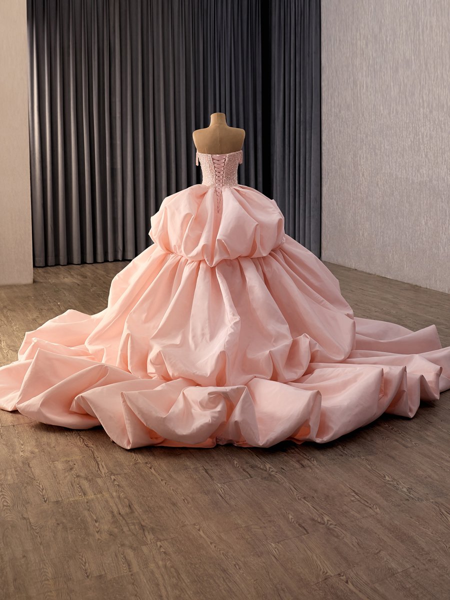 Sparkly Pink Off The Shoulder Quinceanera Dress Sequin Strapless Ball Gown Style - Image 2