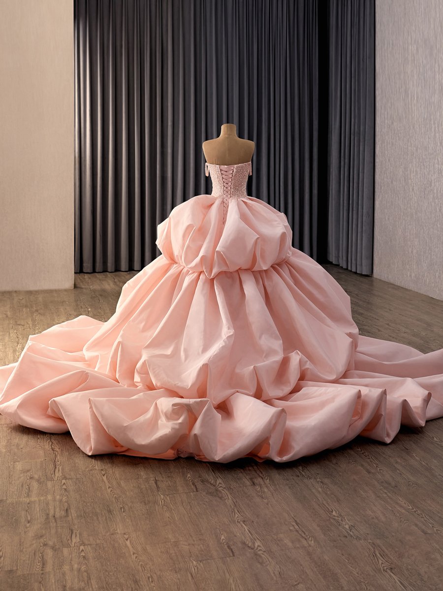 Sparkly Pink Off The Shoulder Quinceanera Dress Sequin Strapless Ball Gown Style - Image 5