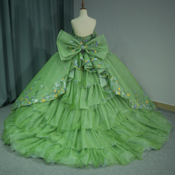 Green Quinceanera Dress Sweet 15 Evening Dress Crystal Sleeveless Ball Gown Beading Vestido De Quinceañera 6536 - Image 2