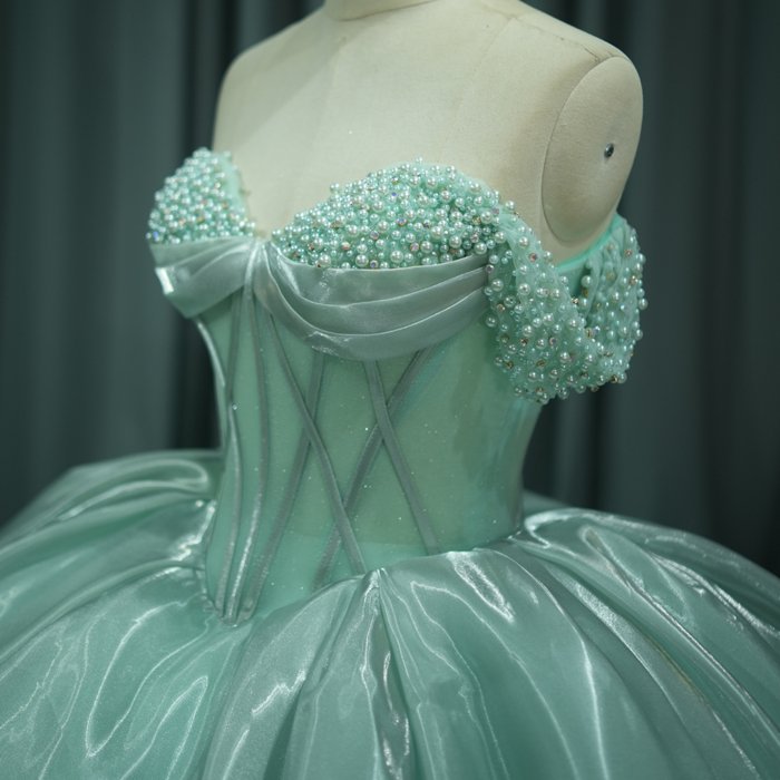 2025 Green Quinceanera Dress Sweet 15 Evening Dress Crystal Sleeveless Ball Gown Beading Vestido De Niña De Las Flores 6791 - Image 3