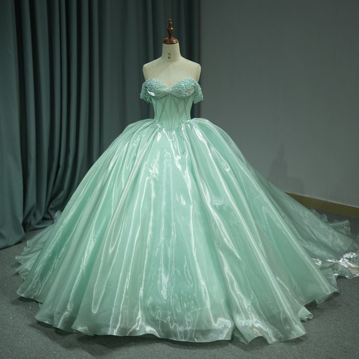 2025 Green Quinceanera Dress Sweet 15 Evening Dress Crystal Sleeveless Ball Gown Beading Vestido De Niña De Las Flores 6791