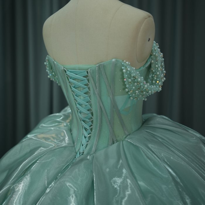 2025 Green Quinceanera Dress Sweet 15 Evening Dress Crystal Sleeveless Ball Gown Beading Vestido De Niña De Las Flores 6791 - Image 4