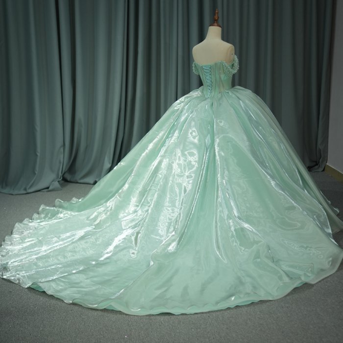 2025 Green Quinceanera Dress Sweet 15 Evening Dress Crystal Sleeveless Ball Gown Beading Vestido De Niña De Las Flores 6791 - Image 6