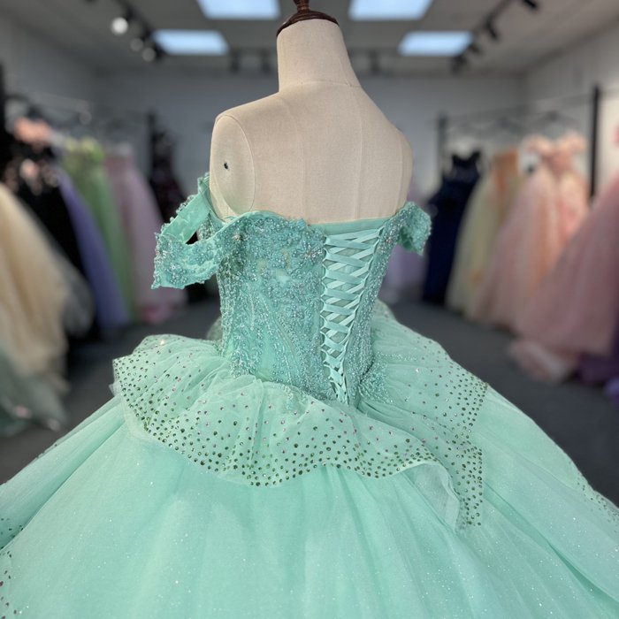 Green 2025 Quinceanera Dress Sweet 15 Evening Dress Crystal Sleeveless Ball Gown Beading Vestido De 15 Años 6801 - Image 4