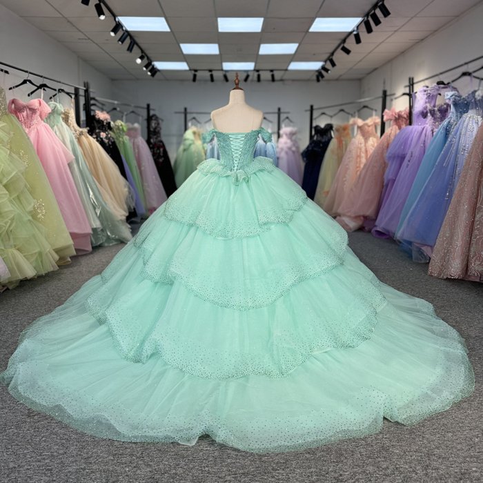 Green 2025 Quinceanera Dress Sweet 15 Evening Dress Crystal Sleeveless Ball Gown Beading Vestido De 15 Años 6801 - Image 2