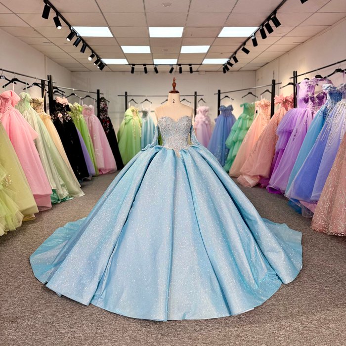 2025 Blue Quinceanera Dress Sweet 15 Evening Dress Crystal Sleeveless Ball Gown Beading Vestidos De Xv Años 6835