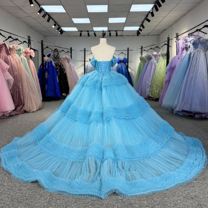 Blue Ball Gown Princess Girl Sweet 15 Quinceanera Dresses Floor Length Beauty Customize Prom Party Gowns Dress vestidos 15 años 5649 - Image 2