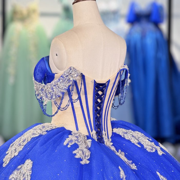 2025 Quinceanera Dresses Blue Prom Dress Customized Beautiful Cap Sleeve Vestido De 15 Anos Quinceanera Dresses vestidos de quinceañera 5897 - Image 4