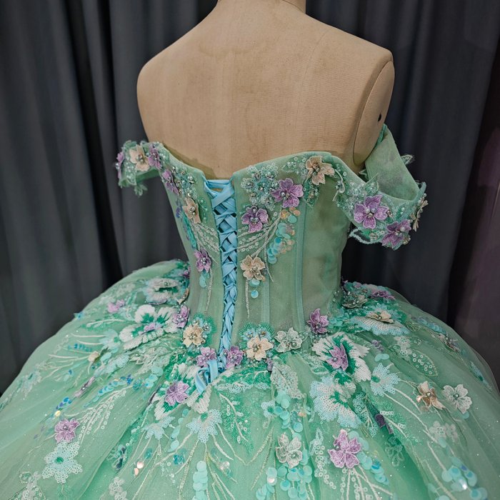 Green 2025 Quinceanera Dresses Lace Appliques Beading Scoop Cap Sleeve Novelty Customized Ball Gowns Vestidos De 15 Años 6762 - Image 4