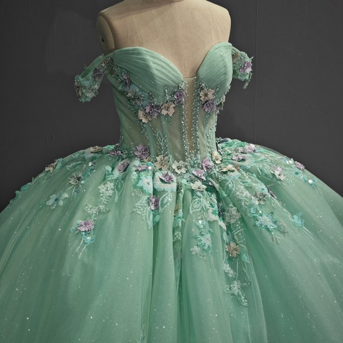 Green 2025 Quinceanera Dresses Lace Appliques Beading Scoop Cap Sleeve Novelty Customized Ball Gowns Vestidos De 15 Años 6762 - Image 3