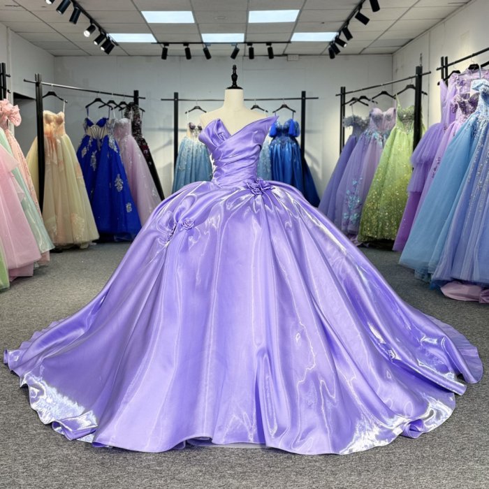 Beautiful Purple Customized Ball Gown Quinceanera Dresses Ball Gown Strapless Graduation Party Dress vestidos de quinceañera 6834