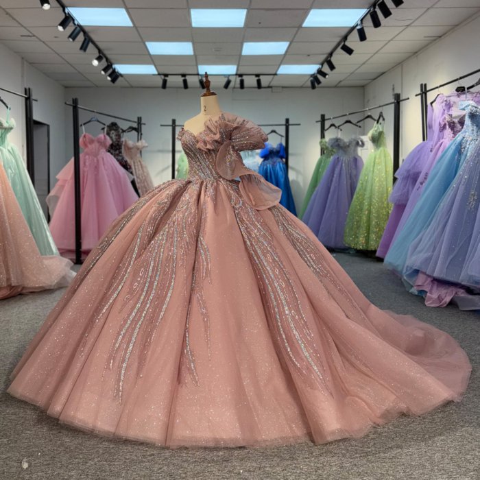 2025 Quinceanera Dress Iridescent Pink Ball Gown 3D Flower Sweet Princess Quinceanera Dress Custom Beaded Birthday Party Prom Dresses 1292 - Image 5