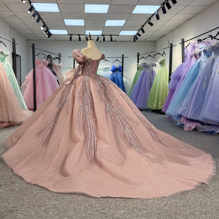 2025 Quinceanera Dress Iridescent Pink Ball Gown 3D Flower Sweet Princess Quinceanera Dress Custom Beaded Birthday Party Prom Dresses 1292 - Image 6