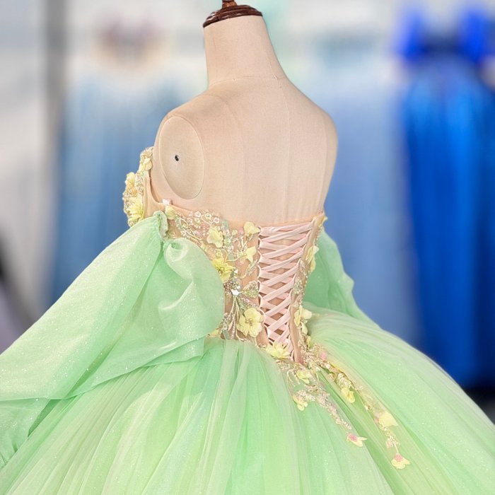 2025 Green Quinceanera Dress Sweet 15 Evening Dress Crystal Sleeveless Ball Gown Beading Vestido De Niña De Las Flores 6825 - Image 4