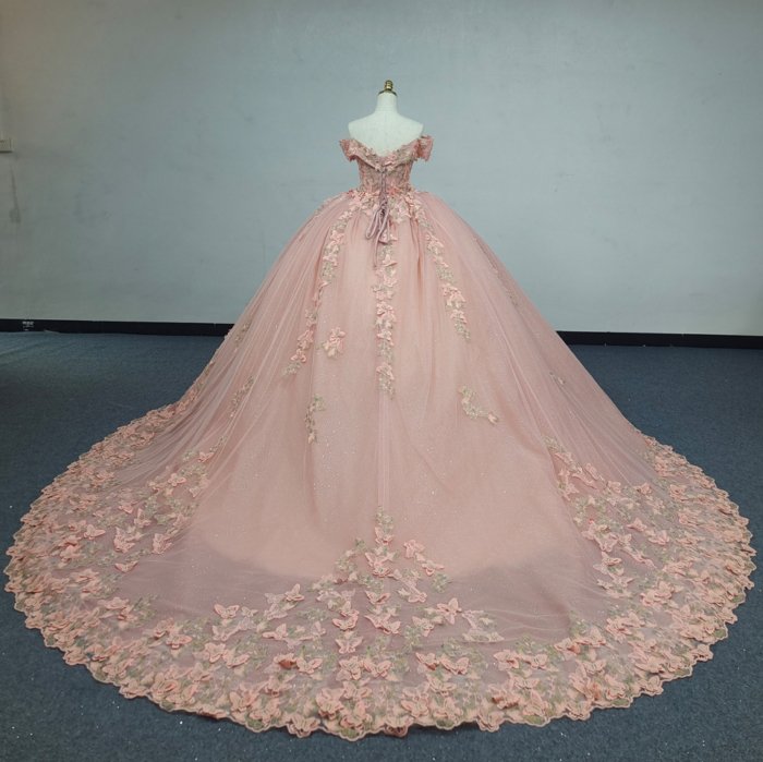 2025 Pink Quinceanera Dress Sweet 15 Quinceañera Flowers Vestidos De 15 Años Sequined Beading Lace Evening Party Dress ANY01 - Image 2