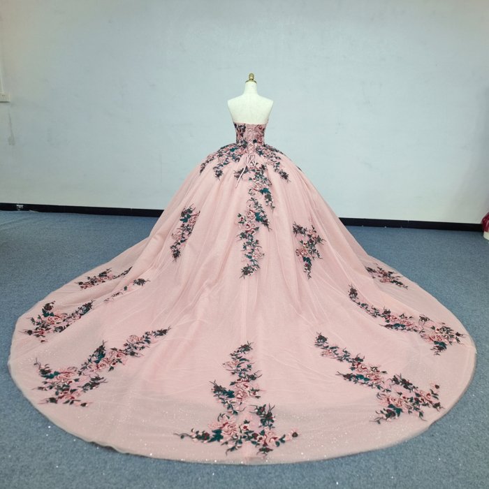 2025 Pink Quinceanera Dress Sweet 15 Quinceañera Flowers Vestidos De 15 Años Sequined Beading Lace Evening Party Dress ANY02 - Image 2