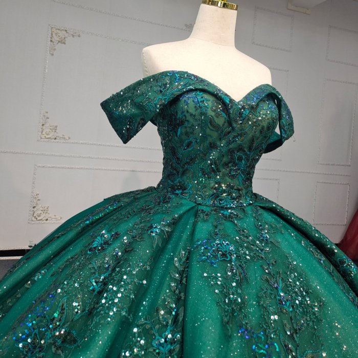 2025 Green Quinceanera Dress Sweet 15 Quinceañera Flowers Vestidos De 15 Años Sequined Beading Lace Evening Party Dress ANY06 - Image 3