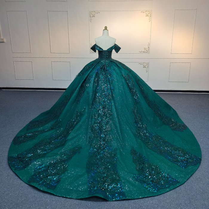 2025 Green Quinceanera Dress Sweet 15 Quinceañera Flowers Vestidos De 15 Años Sequined Beading Lace Evening Party Dress ANY06 - Image 2