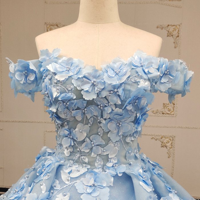 2025 Sky Blue Quinceanera Dress Sweet 15 Quinceañera Flowers Vestidos De 15 Años Sequined Beading Lace Evening Party Dress ANY07 - Image 3