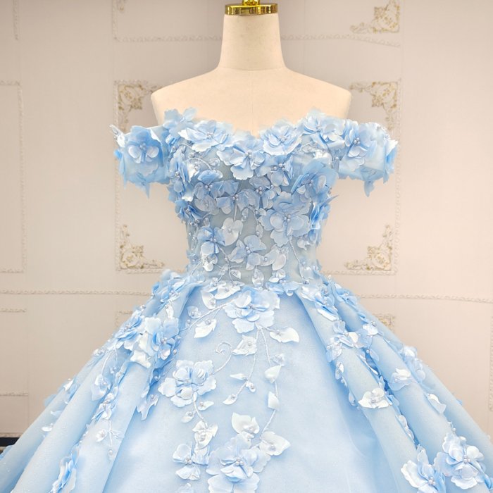 2025 Sky Blue Quinceanera Dress Sweet 15 Quinceañera Flowers Vestidos De 15 Años Sequined Beading Lace Evening Party Dress ANY07 - Image 4