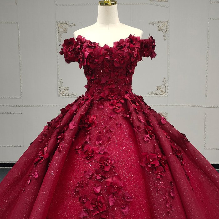 2025 Red Quinceanera Dress Sweet 15 Quinceañera Flowers Vestidos De 15 Años Sequined Beading Lace Evening Party Dress ANY08 - Image 3