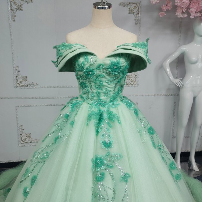 2025 Green Quinceanera Dress Sweet 15 Quinceañera Flowers Vestidos De 15 Años Sequined Beading Lace Evening Party Dress ANY16 - Image 3