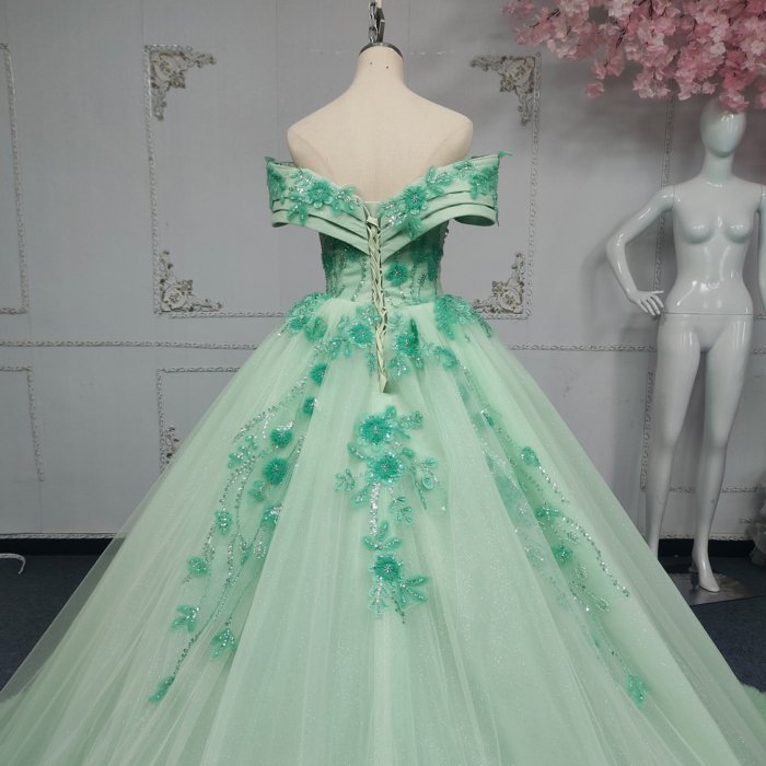 2025 Green Quinceanera Dress Sweet 15 Quinceañera Flowers Vestidos De 15 Años Sequined Beading Lace Evening Party Dress ANY16 - Image 4